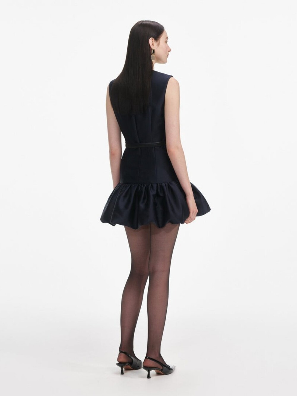 Self Portrait Navy Taffeta Mini Dress - Picture 3 of 11